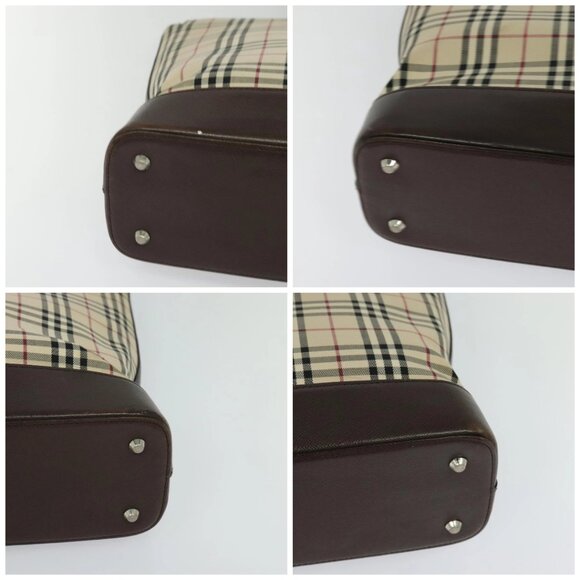BURBERRY Nova Check Tote Bag Canvas Beige Silver - Picture 15 of 15